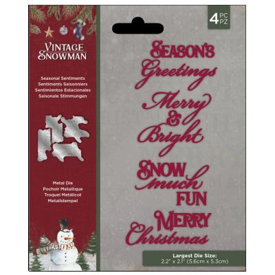 Crafter's Companion Vintage Snowman Metal Dies - Seasonal Sentiments